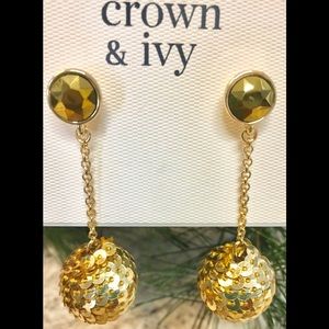 Crown & Ivy Brilliant Gold Holiday drop Earrings!